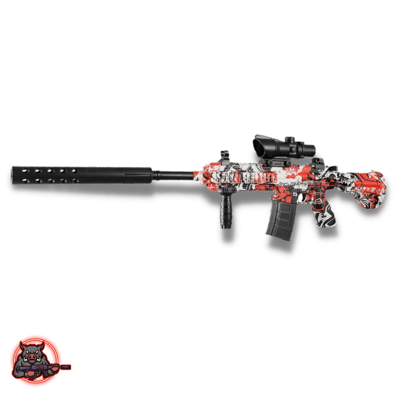 Mitraillette à Orbeez | M416 Rouge camo - orbeez-gun.fr